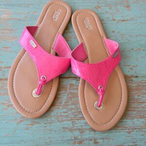 CHAPS WM'S PINK EMBOSSED THONG SANDALS SZ M (7-8)  RESORT BEACH